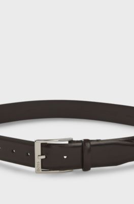 Italian-made leather belt, Dark Brown