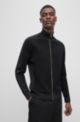 Cardigan in maglia con zip e toppa con logo, Nero