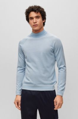 BOSS - Fine-knit wool-blend sweater with striped hem