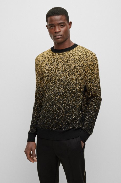 Regular-fit sweater with black-and-gold degradé pattern, Patterned