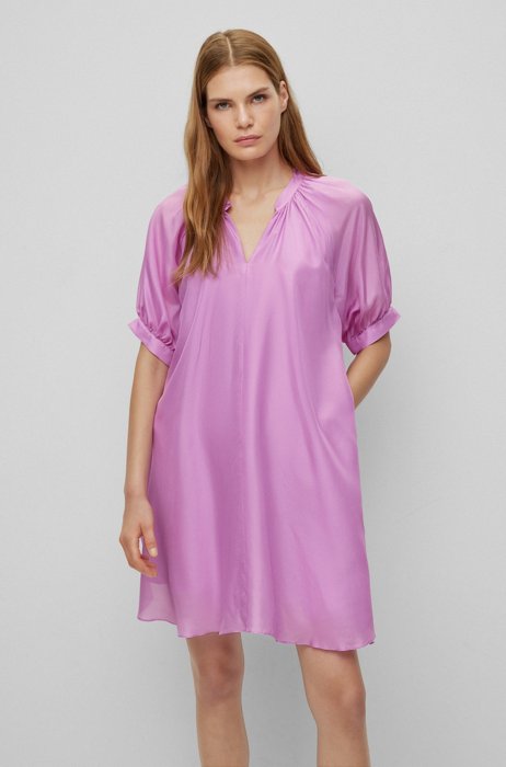 Pure-silk dress with gathered details, Pink