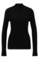Ribbed-knit sweater with mock neckline, Black