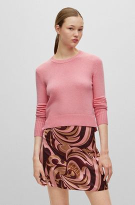 BOSS by HUGO BOSS Baumwolle Relaxed-Fit Strickjacke mit Knopfleiste in Pink Damen Bekleidung Pullover und Strickwaren Strickjacken 