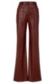 High-waisted straight-fit trousers in faux leather, Dark Red