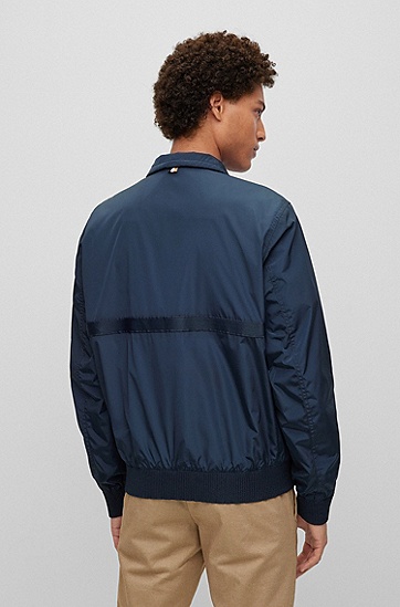 BOSS 博斯徽标细节装饰防泼水夹克外套,  404_Dark Blue