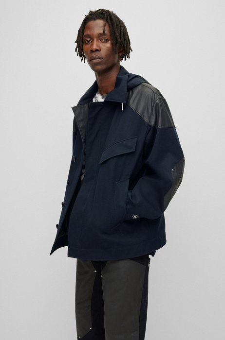 Water-repellent BOSS x PHIPPS jacket made from reused leftover materials, Dark Blue