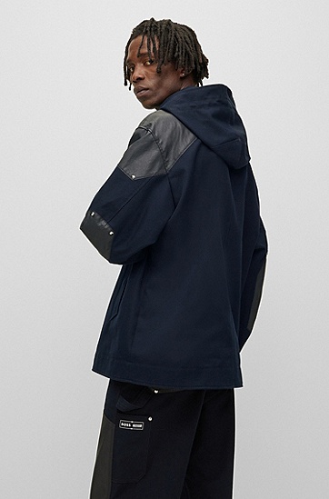 BOSS 博斯PHIPPS联名合作款品牌标识防泼水夹克外套,  402_Dark Blue