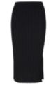 Structured-knit tube skirt with side slit, Black