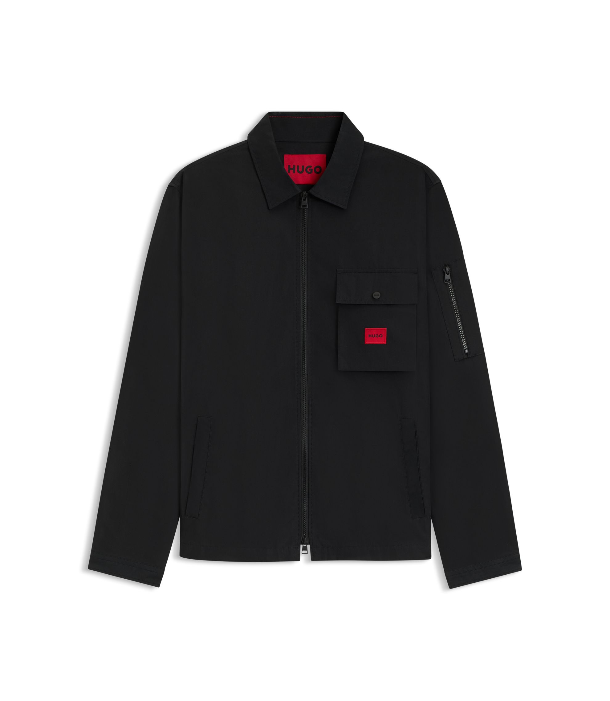 HUGO - ジップアップ コットンブレンドキャンバス オーバーシャツ