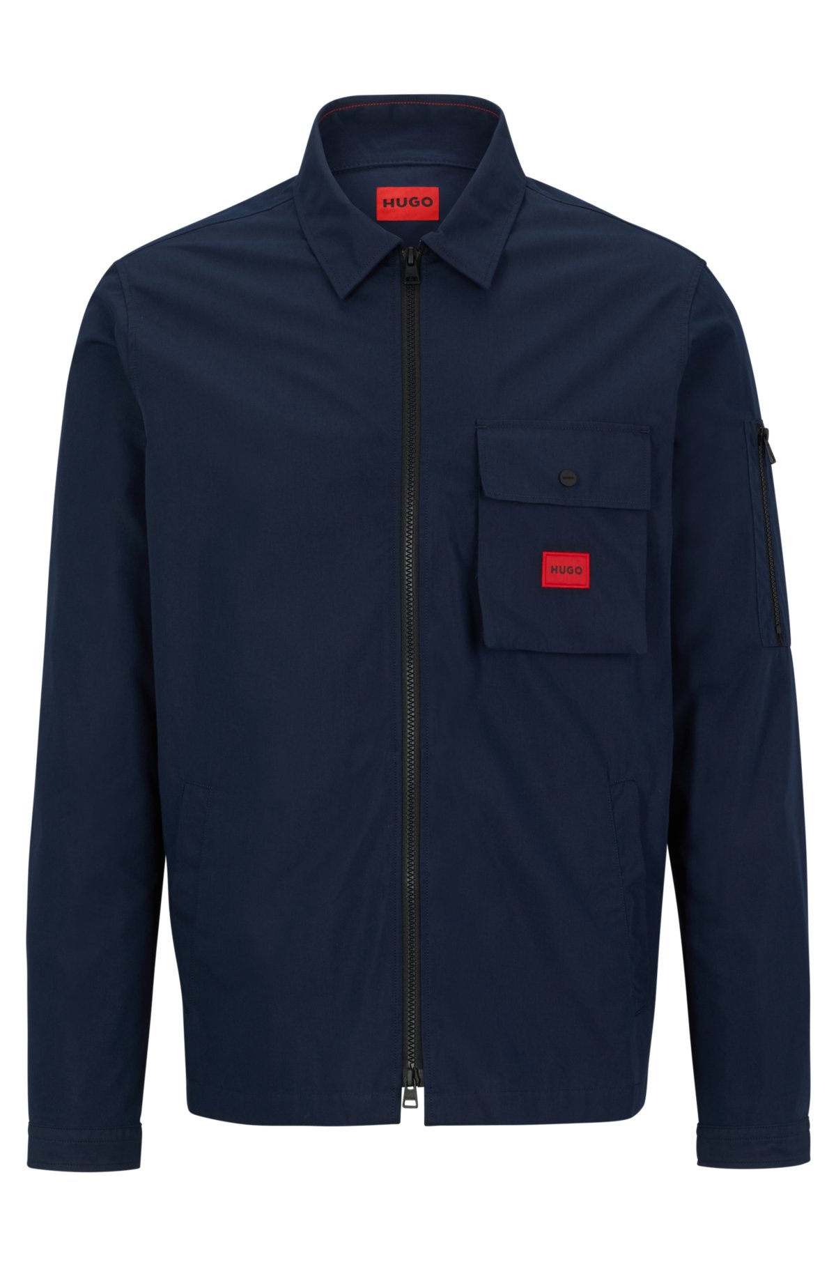 HUGO - Relaxed-fit shirt in canvas with camp collar