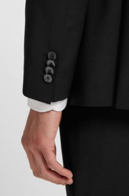 Giacca slim fit in misto lana vergine, Nero