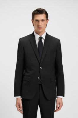 Slim-fit jacket in a virgin-wool blend, Black
