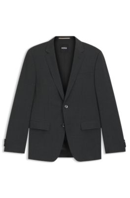 Slim-fit jacket in a virgin-wool blend, Dark Grey
