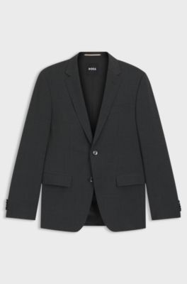 Slim-fit jacket in a virgin-wool blend, Dark Grey