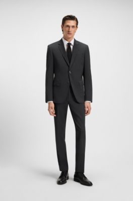 Slim-fit jacket in a virgin-wool blend, Dark Grey