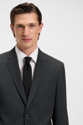 Slim-fit jacket in a virgin-wool blend, Dark Grey