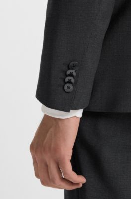 Slim-fit jacket in a virgin-wool blend, Dark Grey