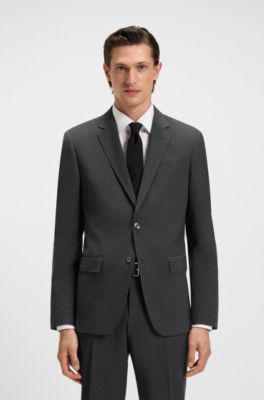 Slim-fit jacket in a virgin-wool blend, Dark Grey