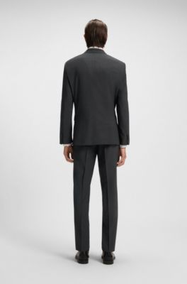 Slim-fit jacket in a virgin-wool blend, Dark Grey