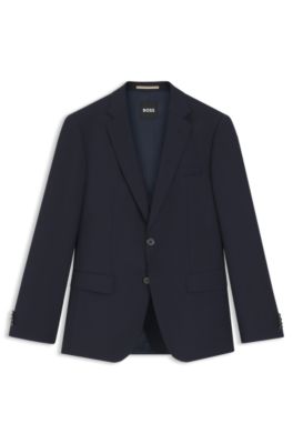 Slim-fit jacket in a virgin-wool blend, Dark Blue