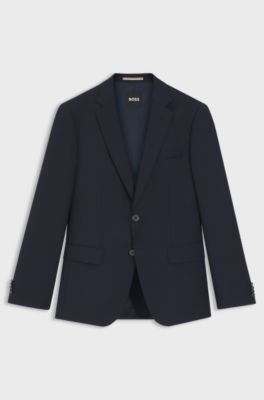 Slim-fit jacket in a virgin-wool blend, Dark Blue