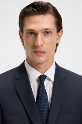 Slim-fit jacket in a virgin-wool blend, Dark Blue