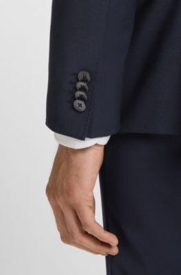 Slim-fit jacket in a virgin-wool blend, Dark Blue