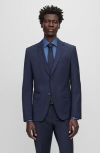 Slim-Fit Jackett aus Schurwoll-Mix, Dunkelblau