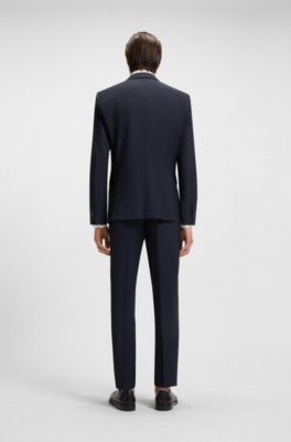 Slim-fit jacket in a virgin-wool blend, Dark Blue