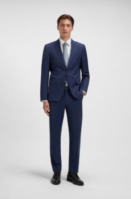 Slim-fit colbert van een scheerwolmix, Blauw