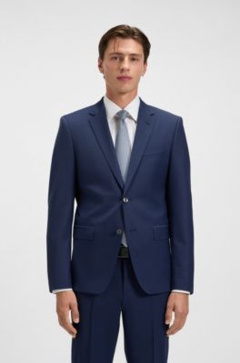 Slim-fit jacket in a virgin-wool blend, Blue