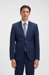Slim-fit colbert van een scheerwolmix, Blauw