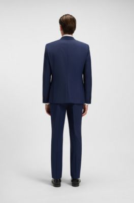 Slim-fit colbert van een scheerwolmix, Blauw