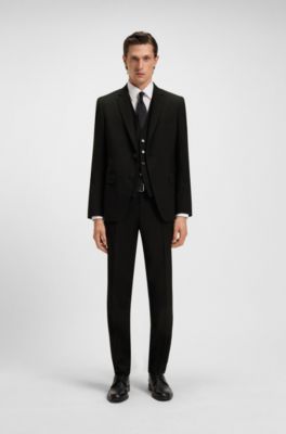 Slim-fit trousers in a virgin-wool blend, Black