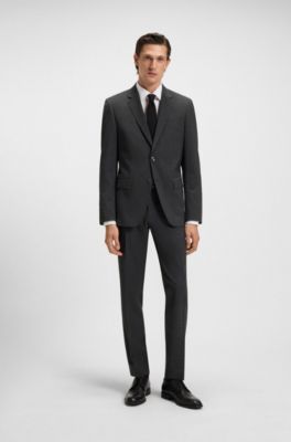 Slim-fit trousers in a virgin-wool blend, Dark Grey