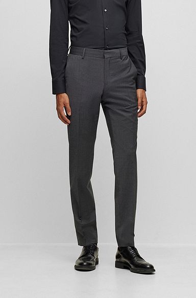 Slim-fit trousers in a virgin-wool blend, Dark Grey