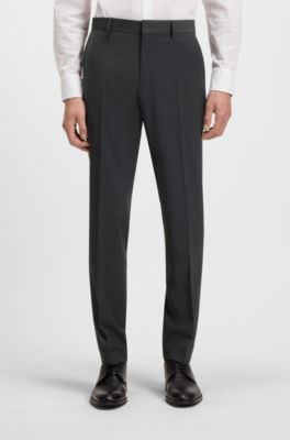 Slim-fit trousers in a virgin-wool blend, Dark Grey