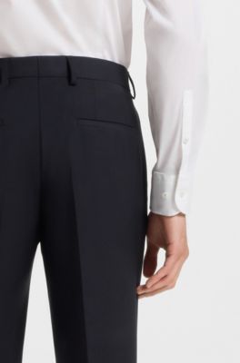 Slim-fit trousers in a virgin-wool blend, Dark Blue