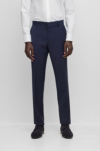 Slim-fit trousers in a virgin-wool blend, Dark Blue
