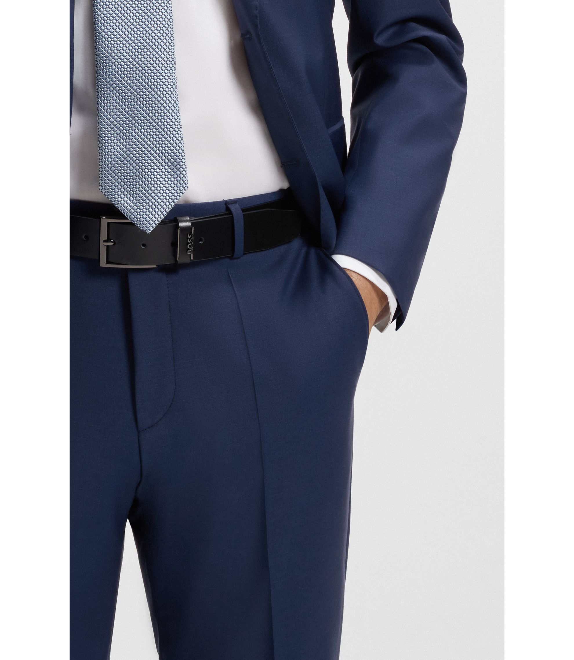 BOSS - スリムフィットパンツ バージンウールブレンド - ブルー