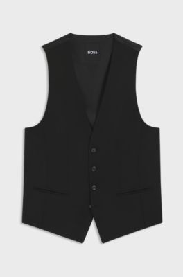 Slim-fit waistcoat in a virgin-wool blend, Black