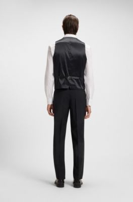 Slim-fit waistcoat in a virgin-wool blend, Black