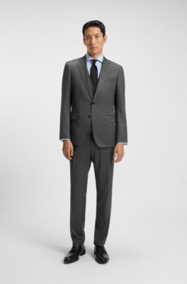 Slim-fit waistcoat in a virgin-wool blend, Dark Grey