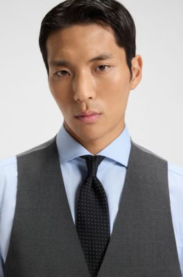 Slim-fit waistcoat in a virgin-wool blend, Dark Grey