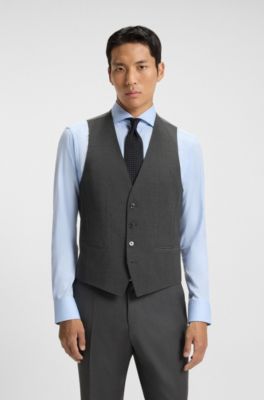 Slim-fit waistcoat in a virgin-wool blend, Dark Grey