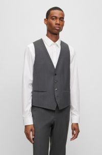 Gilet slim fit in misto lana vergine, Grigio scuro