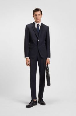 Slim-fit waistcoat in a virgin-wool blend, Dark Blue