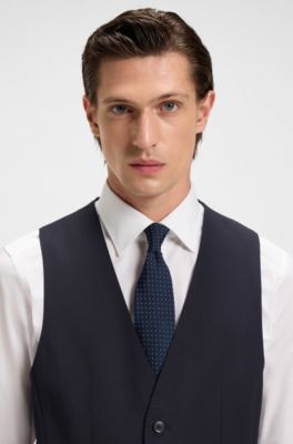 Slim-fit waistcoat in a virgin-wool blend, Dark Blue