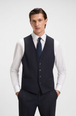 Slim-fit waistcoat in a virgin-wool blend, Dark Blue