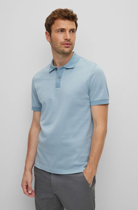 Mens Clothing T-shirts Polo shirts BOSS by HUGO BOSS Mercerised-cotton Polo Shirt With Contrast Logo in Blue for Men 